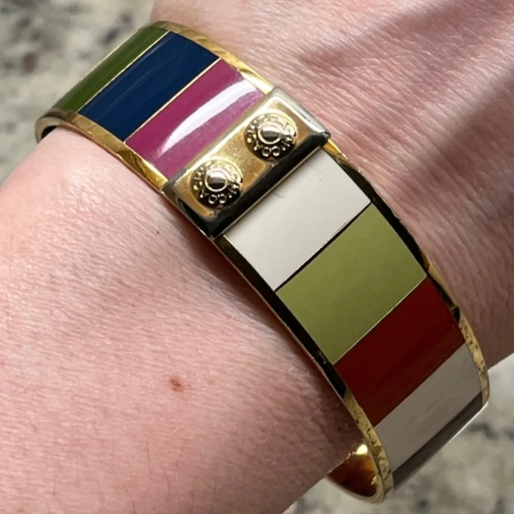 Coach Legacy Enamel Gold-tone Bangle Bracelet with Dust Bag - Picture 7 of 11